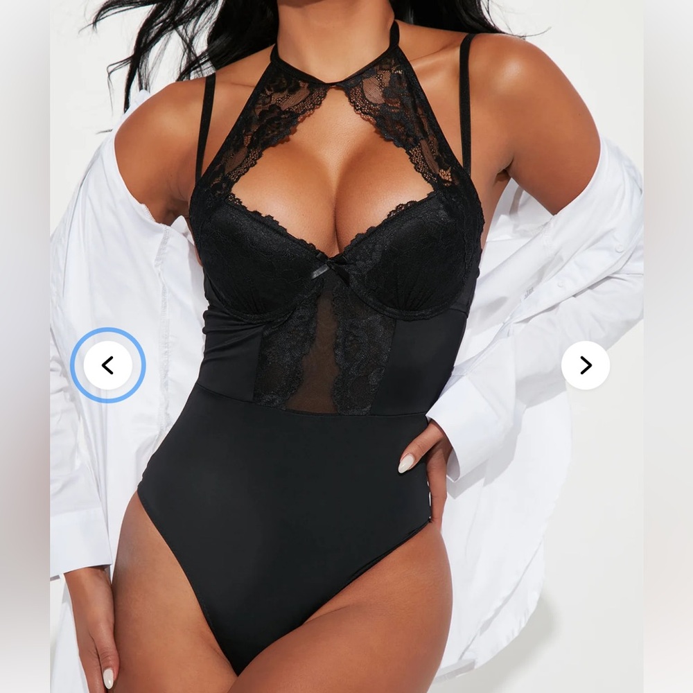 Fashion Nova Black Lace Bodysuit